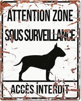 D&d Home - Waakbord - Hond - Warning Sign Square Bull Terrier F 20x25cm Wit - 1st