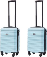 BlockTravel kofferset 2 delig ABS handbagage met wielen afneembaar 29 liter - inbouw TSA slot - lichtgewicht - licht blauw