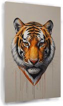 Tijger - Dieren canvas schilderij - Schilderij tijger - Landelijk schilderij - Schilderijen op canvas - Schilderijen - 50 x 70 cm 18mm