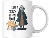 Cat Lover Mok met tekst: I am a crazy cat mom | Katten Liefhebber | Katten Spreuk | Cadeau | Grappige mok | Koffiemok | Koffiebeker | Theemok | Theebeker