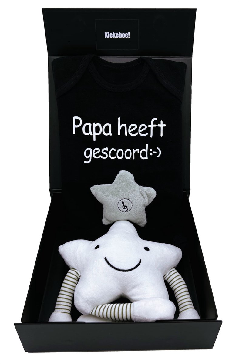 Goedkoopste kraamcadeau jongen met zwarte romper en muziekmobiel - kan ook rechtstreeks als cadeau worden verstuurd - cadeau geboorte jongen
