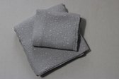 Parure de draps Bébé -gris à pois blancs-dimensions: 100x160-60x35-fait main-(Sweet baby Bedstraw)