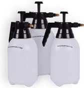 Discounter shop Set de 3 Pulvérisateurs à pression modèle manuel 1,5 litres | Arroseur d'eau de Jardin 2-2,5 bar | Plastique Wit et Zwart | 31 cm x 11 cm