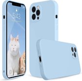 Solid hoesje Soft Touch Liquid Silicone Flexible TPU Cover [Camera all-round bescherming] - Geschikt voor: iPhone 12 Pro Max - Sky blauw