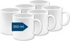 Koffiemok kunststof (set van 6, wit) - beker van plastic met handvat voor camping - drinkbeker voor kinderen en senioren (herbruikbaar - BPA-vrij - vaatwasmachinebestendig - voor de magnetron)