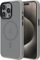 Musthavz Hoesje Geschikt voor iPhone 15 Pro Max Hoesje Siliconen - Musthavz Backcover met MagSafe - Titanium Naturel
