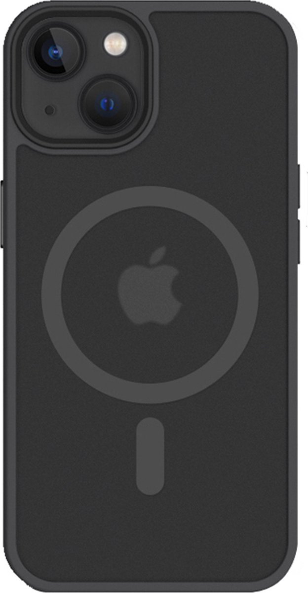 iDenn hoesje voor iPhone 14 Plus Mat Transparant Zwart geschikt voor MagSafe