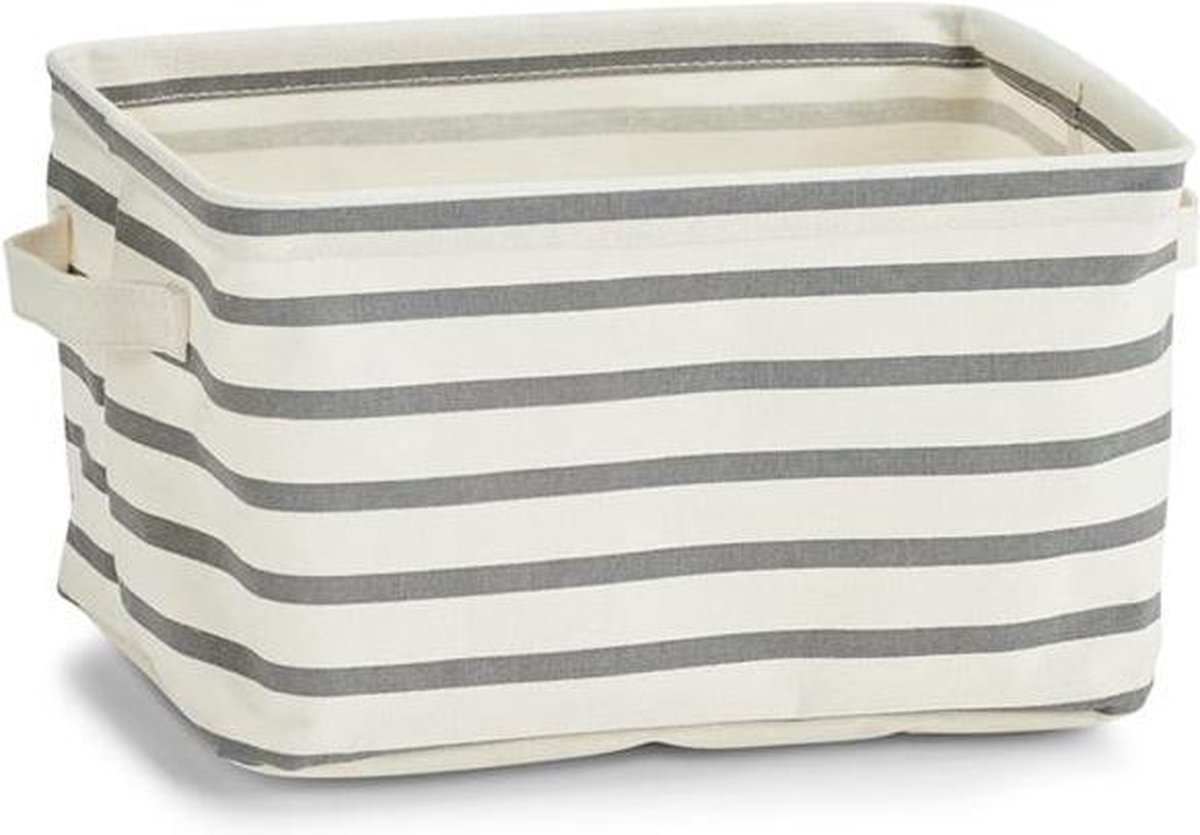 Zeller - Storage Basket "Stripes", canvas, grey