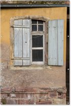 Muurdecoratie Oud raam met oude luiken - 120x180 cm - Tuinposter - Tuindoek - Buitenposter