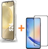 Coque en silicone anti-choc avec lot de 2 protecteurs d'écran en verre trempé Convient pour : Samsung Galaxy S24