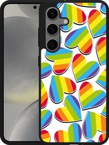 Cazy Hardcase Hoesje geschikt voor Samsung Galaxy S24 Regenboog Hartjes
