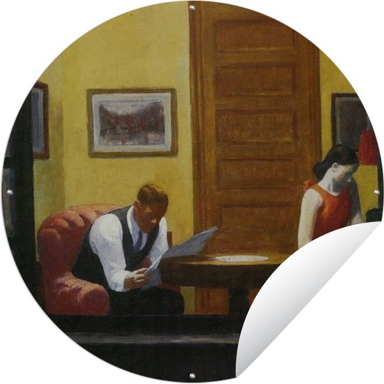 Tuincirkel Kamer in New York - Edward Hopper - 60x60 cm - Ronde Tuinposter - Buiten