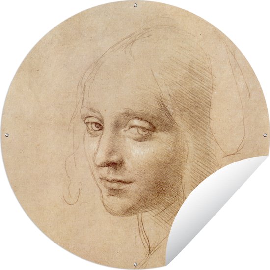 Tuincirkel Schets - Leonardo da Vinci - 90x90 cm - Ronde Tuinposter - Buiten