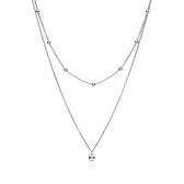 Zilveren Ketting Dames - Ketting Zilver Dames - Zilver 925 - Dubbele ketting met bollen - Amona Jewelry