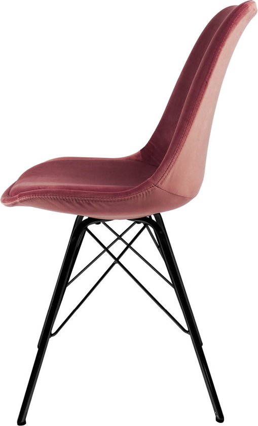 Chaise baquet Kick Velvet rose - structure noire - lot de 2