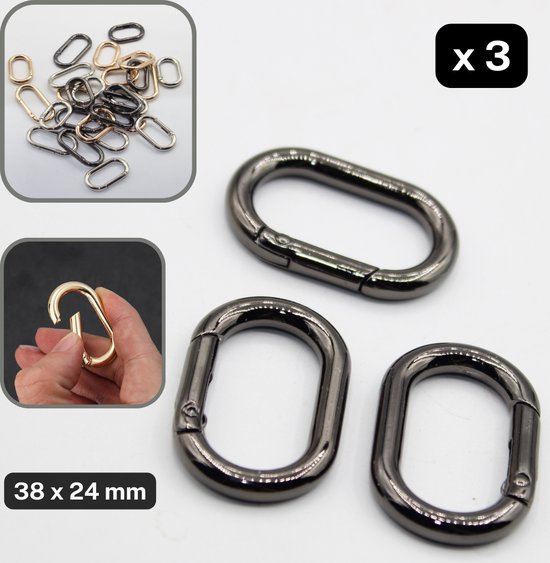 Fako Bijoux® - Sleutelringen Met Karabijnsluiting - Sleutelhanger Ringen - Splitringen Met Ketting - 25 mm - 50 Stuks