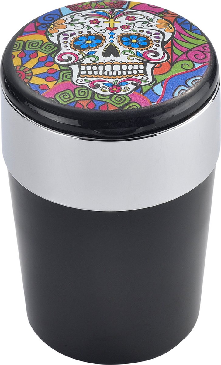 Goedkoopste Auto Asbak Calavera Mix 3 - Met Ledverlichting - Mix Kleur - 12 x 8 x 8 cm