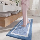 badmat, 60 x 150 cm, badkamertapijt, antislip, zachte badmat, machinewasbaar, microvezel, absorberend tapijt voor badkamer (blauw)
