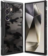 Ringke Fusion X | Hoesje Geschikt voor Samsung Galaxy S24 Ultra | Back Cover | Militaire Standaard | Camo Zwart
