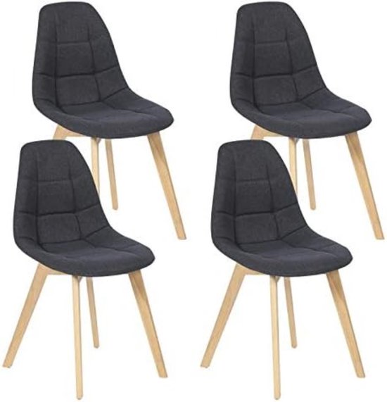 Set van 4 stoelen Gaby grijs van stof voor eetkamer