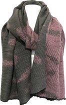 Lange Warme Sjaal - 2-Zijdig - Roze /Grijs - 200 x 65 cm