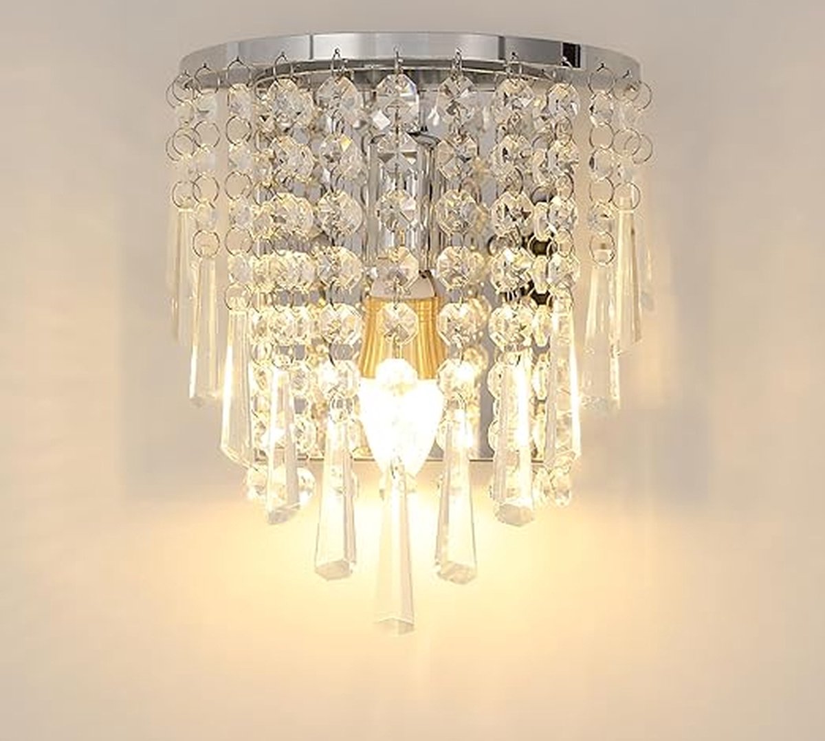 Goeco Wandlamp - 22cm - Klein - E14 - Kristallen - Zonder Lampen