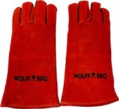WOLFF BBQ |Houtkachel |Openhaard handschoenen |BBQ Handschoenen om warme en hete voorwerpen op te pakken Rood