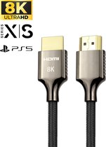 JUALL Premium HDMI Kabel 2.1 - 4K 8K UHD eARC 48Gbps - HDMI naar HDMI - Xbox Series X & PS5 - 3 Meter - Zwart Gevlochten