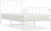 vidaXL - Bedframe - met - hoofd- - en - voeteneinde metaal - wit - 100x200 - cm