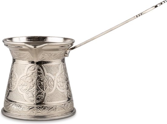 Ilsa Turkse koffiepot 500ml (16,91 oz) Turka Cezva Ibrik Cezve roestvrij staal voor inductiekookplaten met twee tuiten