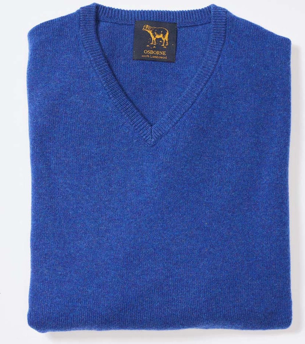 Osborne Knitwear Trui met V hals - Sweater heren in Lamswol - Pullover Heren - Speedwell - L