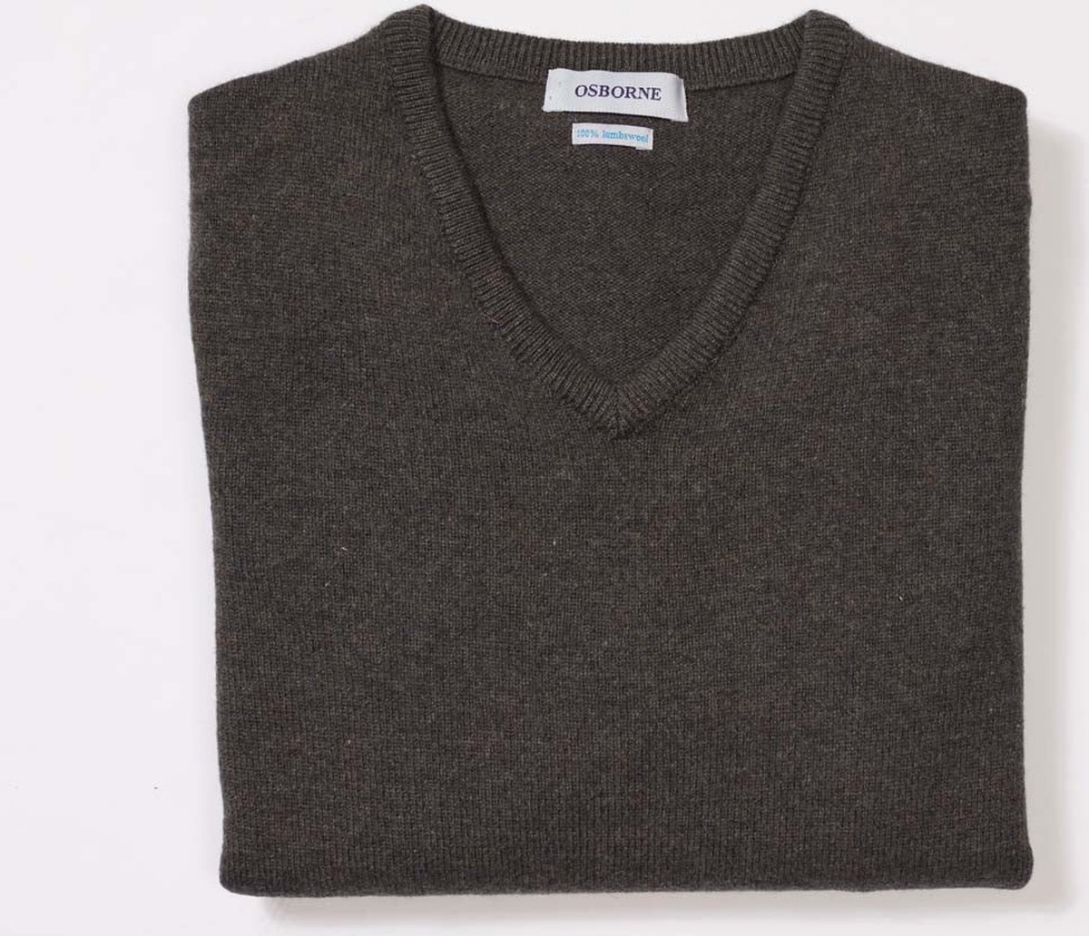 Osborne Knitwear Trui met V hals - Dames - Lamswol - Cocoa - XL