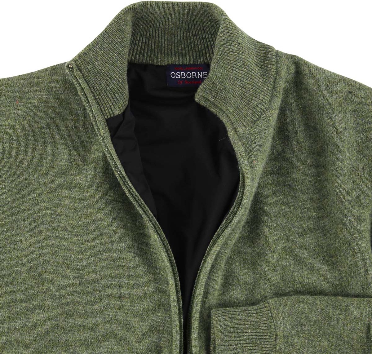 Osborne Knitwear Windstopper cardigan met rits heren – Trui met rits heren in Lamswol - Pullover Heren - Landscape - Zwarte voering - L