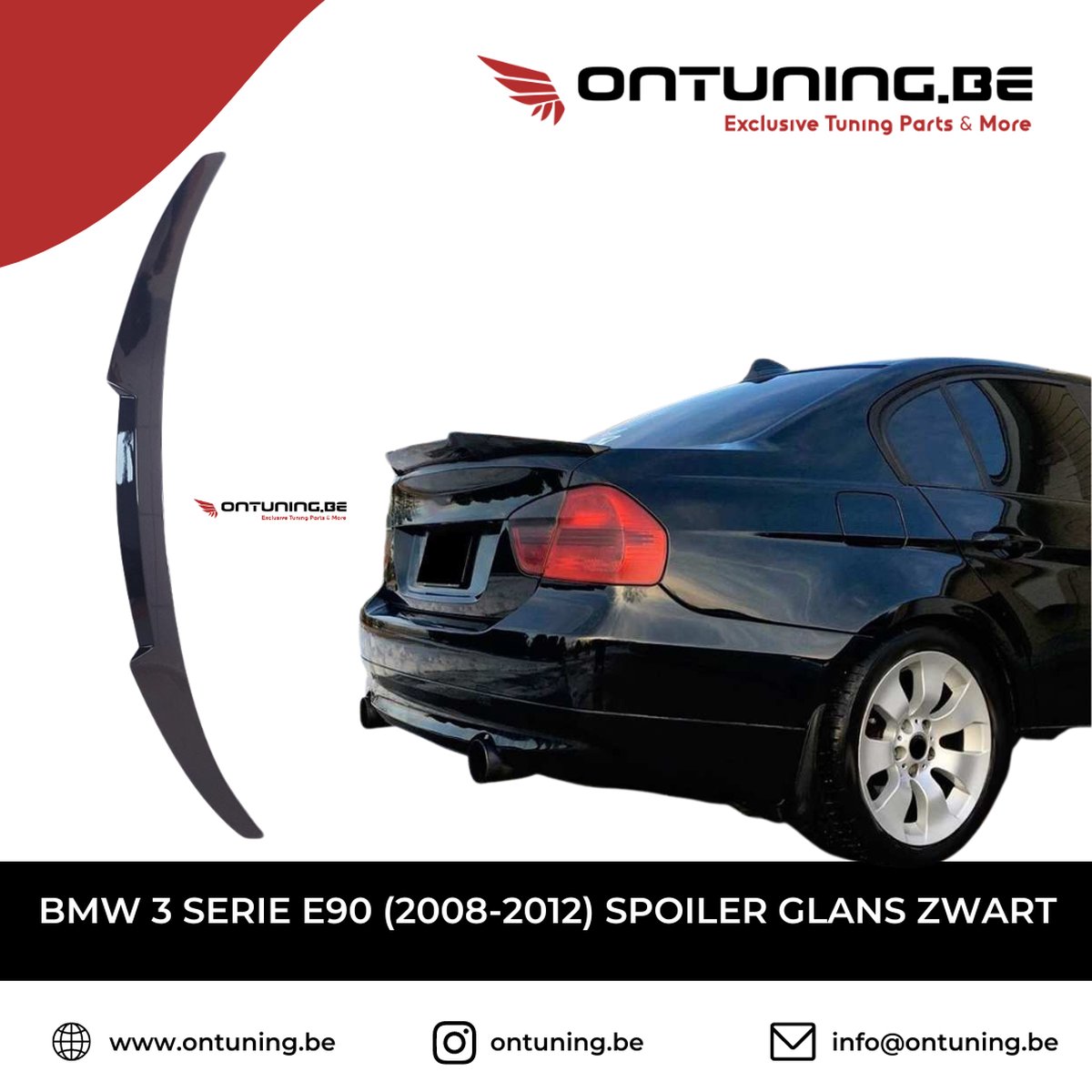 BMW 3 Serie E90 (2008-2012) Spoiler Glans Zwart