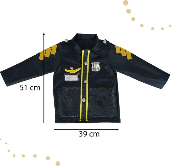 Déguisement Policier Complet 15 Pièces Pour Enfant - Gilet, Casquette, Menottes, Gyrophare 7 Lumières - Halloween