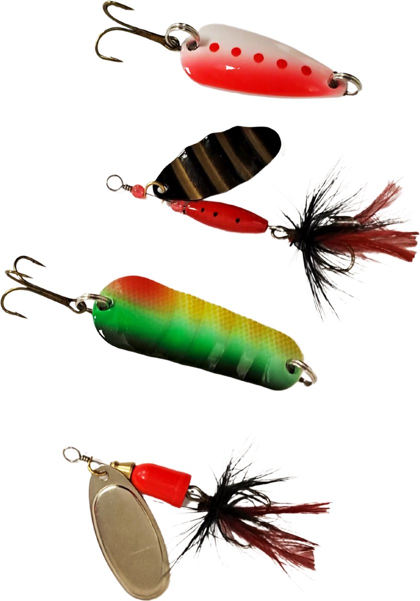 4-delige Spinners & Lepels Roofvisset Snoekset Spinner Lepel Blinker Roofvis Kunstaas Snoek Baars