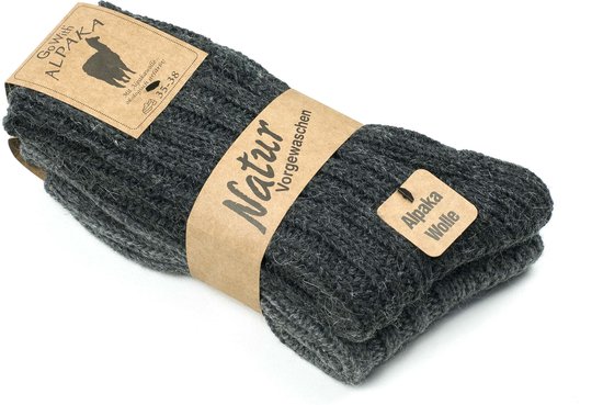 GoWith-4 paires-chaussettes en laine d'alpaga-chaussettes extra épaisses-chaussettes maison-chaussettes chaudes-chaussettes d'hiver-chaussettes thermo-chaussettes cadeaux-gris-anthracite-taille 43-46