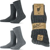 GoWith-4 paar-alpaca wollen sokken-extra dikke sokken-huissokken-warme sokken-wintersokken-thermosokken-cadeau sokken-grijs-antraciet-maat 43-46