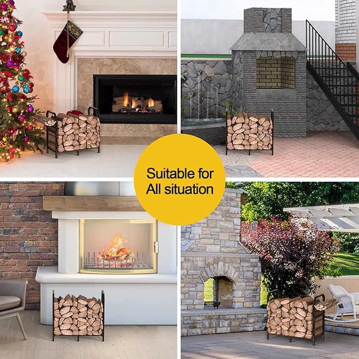 Brandhoutrek - Firewood Rack Metal Firewood Rack for Indoor and Outdoor 65 x 33 x 61 cm,