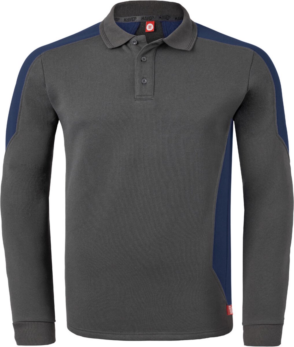 HAVEP Polosweater Bicolor 10075 - Charcoal/Indigo Blauw - XL