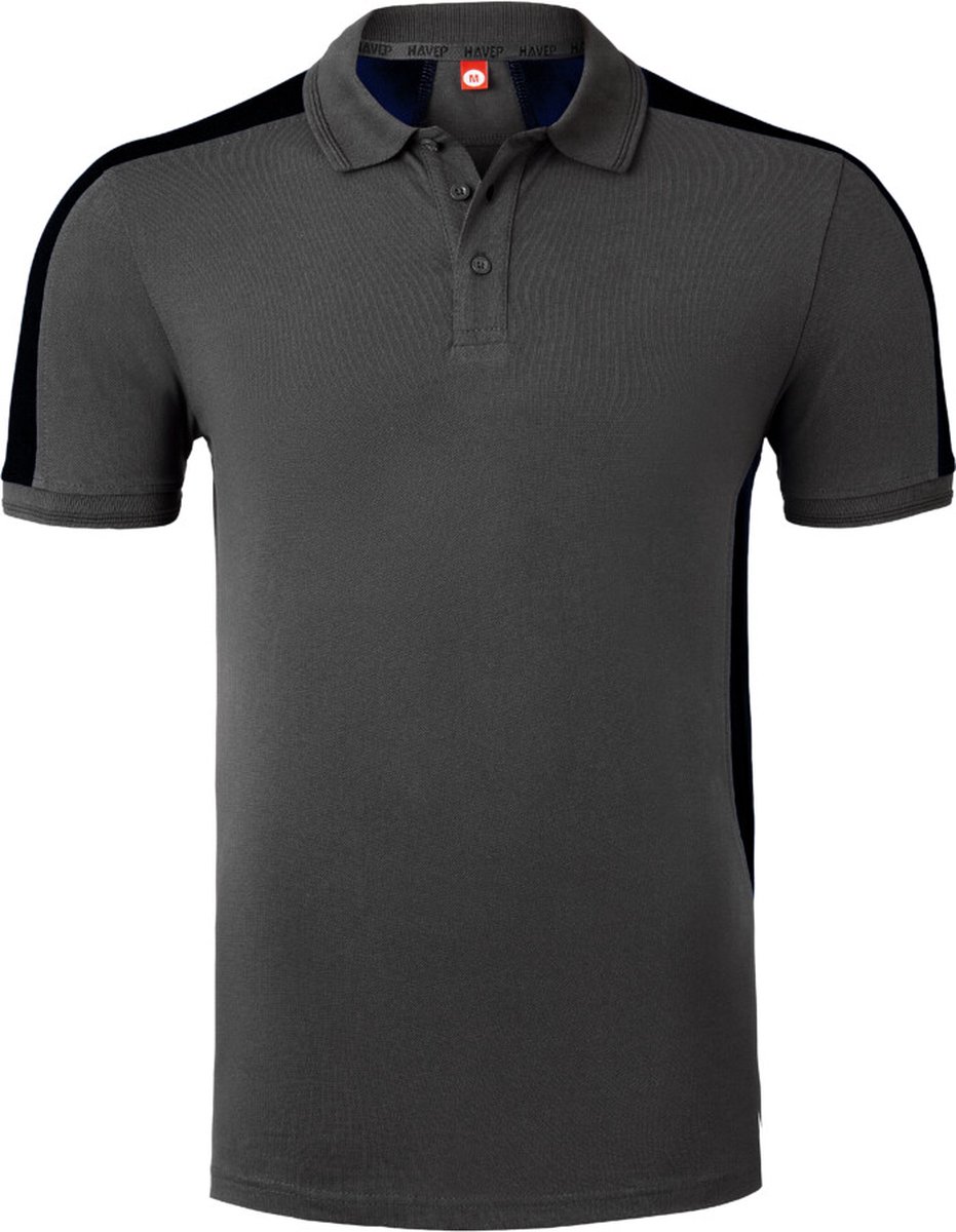 HAVEP Polo Bicolor 10074 - Charcoal/Zwart - S