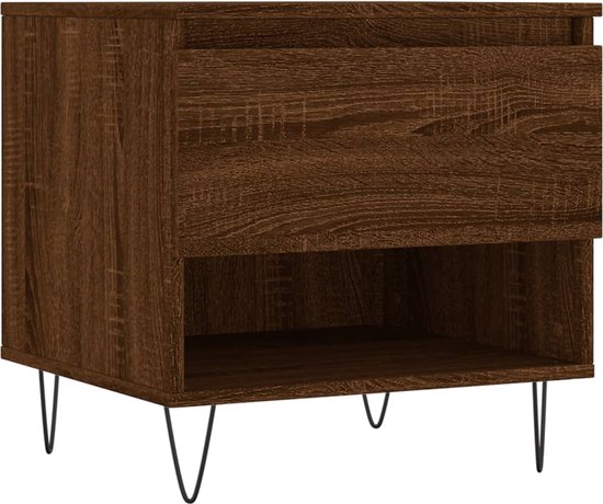 vidaXL - Salontafel - 50x46x50 - cm - bewerkt - hout - bruin - eikenkleur