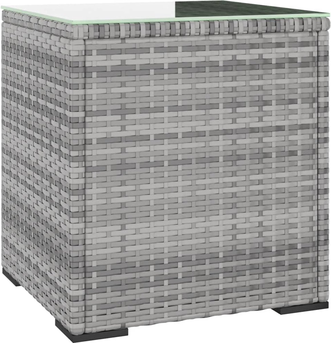 vidaXL Bijzettafel - 40x37x40,5 - cm - poly - rattan - en - gehard - glas - grijs