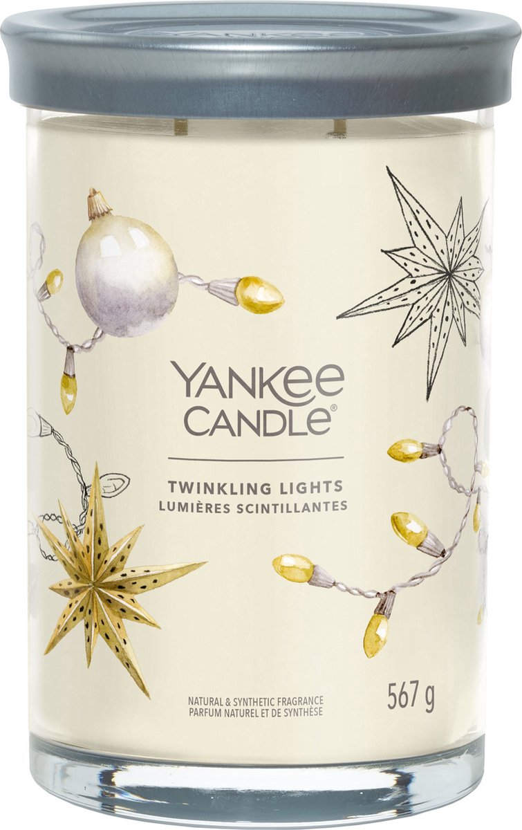 Yankee Candle Twinkling Lights Large Tumbler Geurkaars - 100 branduren - twee lonten Ivoor