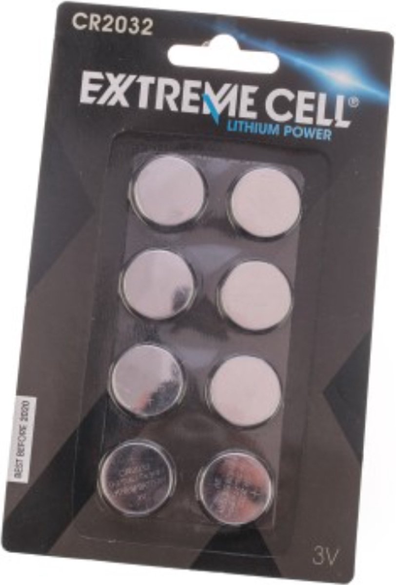 Batterijen Knoopcel Batterij - 8 stuks - CR2032 - 3V - Knoopbatterij - Platte Batterij - Lithium Cell - Extreme Cell