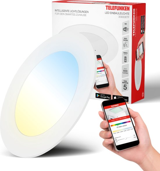 BK Licht - Lampe encastrable Smart WiFi RGBW LED - spot encastré - CCT - blanc - 6W
