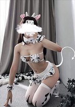 Go Go Gadget - "Sexy Cosplay Koe-Kostuum/Maid Tankini Bikini Badpak/Verkeerd Party Rollenspel Beha & Panty Set/Kousen"