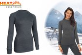 Heat Essentials - Thermo Ondergoed Dames - ThermoShirt Dames - Antraciet - S - Thermokleding Dames - Thermo Shirt Dames Lange Mouw