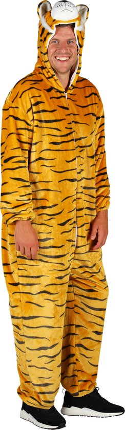 Déguisement Animaux Tigre Adultes - Peluche - Combinaison Animaux - Carnaval - Vêtements Déguisements Femme et Homme - Oranje/ Zwart - Taille M/L