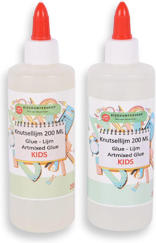 Set van 2 Sneldrogende Transparante Schoollijm - Perfect voor Kinderen en Creatieve Hobby's - 200 ml per Fles - Ideaal voor Knutselen en Klussen